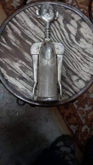Pierre Sommelier Silverplate Corkscrew Figural Wine Bottle Opener Vintage