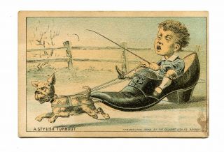 Victorian Trade Card Ms Varley Boots & Shoes Chicago Il Comic Stylish Turnout
