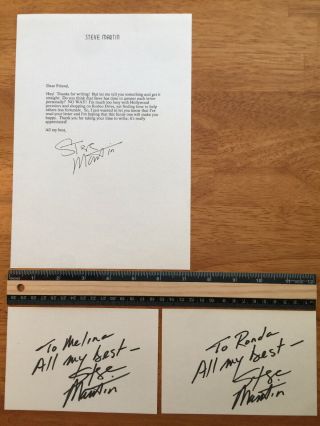 3 Steve Martin Hand Signed Autograph - A Collectors Must Have