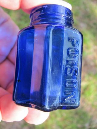 Antique Cobalt Blue Six Point Star Shaped Poison Bottle - Rare