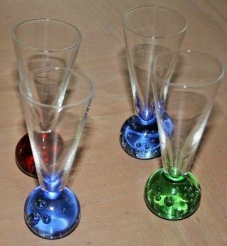 Set Of 4 Round Bottomed Aperitif Glasses Modern 4 1/2 " Tall