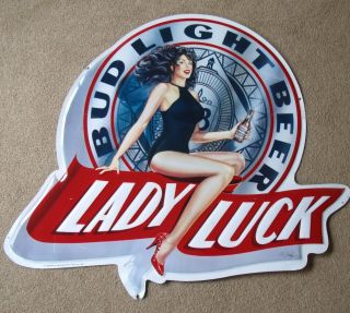 Budweiser Beer Sign Bud Light Lady Luck Sign Anheiser Busch 1990 