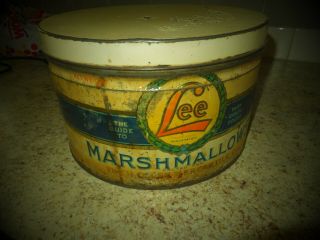 Large Early Advertising Marshmallow Tin H.  D.  Lee Mercantile Co.  Salina,  Ks