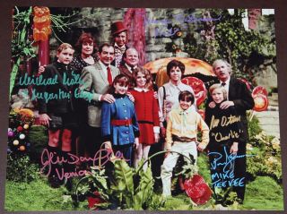 11 " X 14 " Willy Wonka Family Portrait Autographed (signed) By Five,  Bonuses
