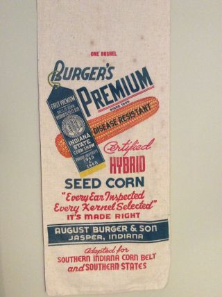 Indiana Certified Seed Hybrid Seed Corn Sack Jasper,  In Bag Cloth Farm Burger