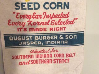 Indiana Certified Seed Hybrid Seed Corn Sack Jasper,  IN Bag Cloth Farm Burger 3