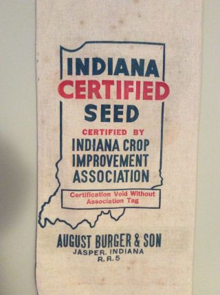 Indiana Certified Seed Hybrid Seed Corn Sack Jasper,  IN Bag Cloth Farm Burger 4