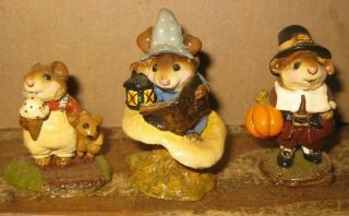 3 Wee Forest Folk Figurines - Elf Tales - Mousey 