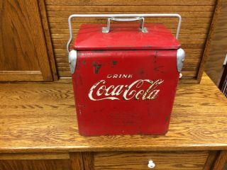 Coca Cola Cooler Circa 1950s Red Portable 12 Inches By 9 1/2 Inches