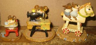 (3) Wee Forest Folk Figurines - Mousey Express - Miss Bobbin - Rocking Tot