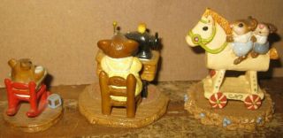 (3) WEE FOREST FOLK Figurines - Mousey Express - Miss Bobbin - Rocking Tot 2