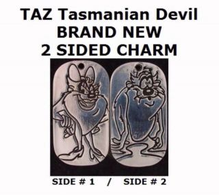 CHARM TAZ SHE DEVIL WARNER BROS WB LOONEY TUNES SILVER DOUBLE SIDED DOG TAG 5410 2
