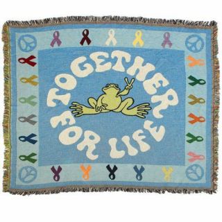 Peace Frogs Together For Life Afghan 48 " X 68 "