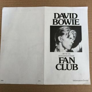 David Bowie,  Low Fan Club Insert Only.
