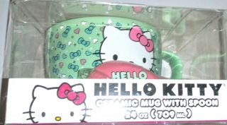 Hello Kitty Blue Bow Ceramic Soup Mug&Spoon Set by Silver Buffalo 3