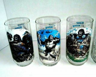 Set of 5 1976 Coca Cola King Kong Movie Drink Glasses Limited Edition 3