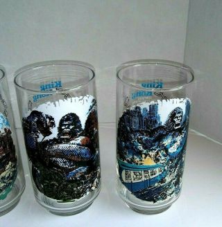 Set of 5 1976 Coca Cola King Kong Movie Drink Glasses Limited Edition 4