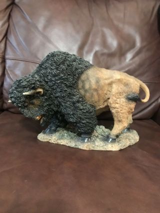 Buffalo Brown Bison Hand Painted Figurine Animal Statue Resin Collectible