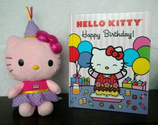 Happy Birthday Hello Kitty Pink Plush And Book Sanrio Cute Girl Gift Party