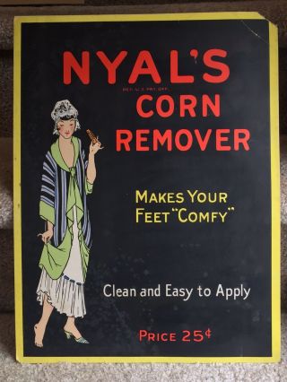 Antique Advertising Sign C.  1915 Nyal’s Corn Remover Podiatry Medicine Detroit