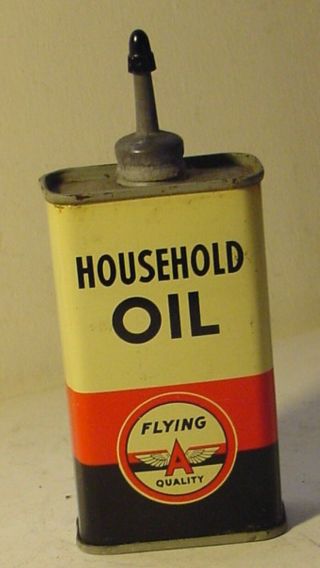 Vintage Flying A Household Oil Tin With Lead Top Spout Handy Oiler
