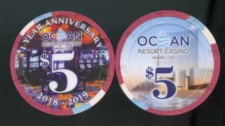 $5 Ocean Resort Casino 1st Anniversary 2019 Atlantic City Jersey
