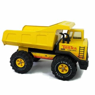 Tonka Turbo Diesel Dump Truck Pressed Steel Xmb - 975 5 Lug Wheels Recessed Yellow