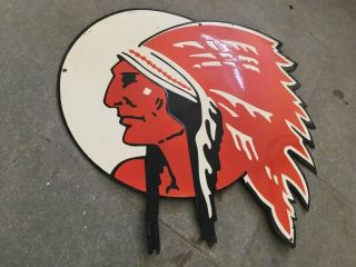 Red Indian Motor Oils Die Cut Porcelain Sign Size 24 " X 24 " Inches