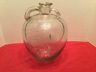 Vintage Clear Glass Apple Shape Gallon Bottle With Leaf Design