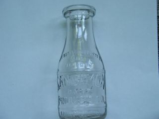 Sangamon Dairy Springfield Illinois Pint Glass Embossed Milk Cream Bottle