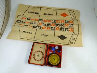 Antique Miniature Roulette Game Monte - Carlo Toy Pocket French Wheel Casino Vtg