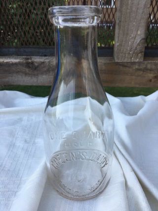 Vintage Quart Milk Bottle Green 