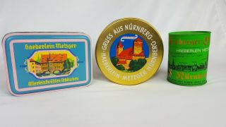 Set Of 3 Vintage German Haeberlein Metzger Cookie Tins