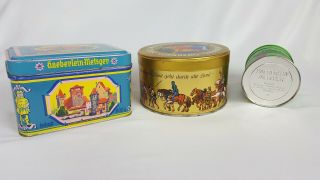 Set Of 3 Vintage German Haeberlein Metzger Cookie Tins 2