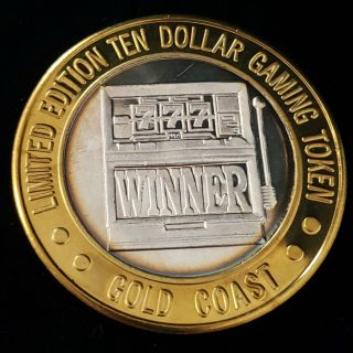 1994 Ct Gold Coast Casino.  999 Silver Strike $10 Slot Machine Game Token,  Gc9455