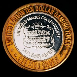 1994 Cc Golden Nugget Casino.  999 Silver Strike $10 Gambling Hall Token,  Gnc9417