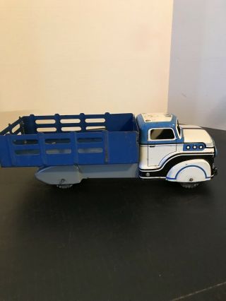 Vintage Marx Stake Bed Truck Blue & White 1950s 1960s