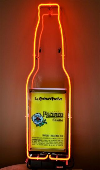 Cerveca Pacifico Clara Neon Beer Bottle Sign 33.  5 " Tall