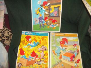 Vintage Whitman Frame - Tray Puzzles: 3 Woody Woodpecker Puzzles