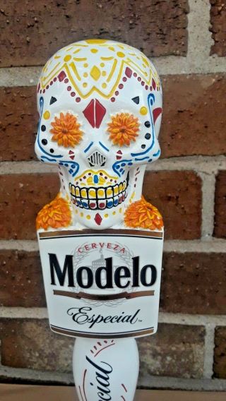 Modelo/corona Sugar Skull Beer Sign Tap Handle.  Nib.