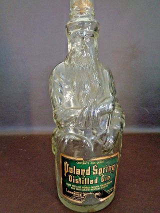 1941 Clear Glass Figural Moses Poland Spring Distilled Gin Bottle (cat.  10a021)