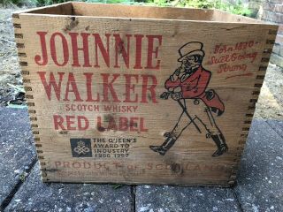 Johnnie Walker Red Label Crate Vietnam War Saigon Wood Box Rare Army