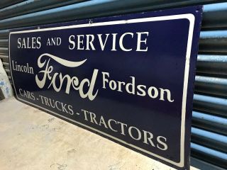 LARGE FORD FORDSON SALES AND SERVICE CARS TRUCKS TRACTORS PORCELAIN ENAMEL SIGN 2