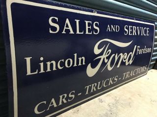 LARGE FORD FORDSON SALES AND SERVICE CARS TRUCKS TRACTORS PORCELAIN ENAMEL SIGN 4