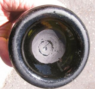 RARE ANTIQUE BLACK GLASS BOOZE BOTTLE WITH A GRAPHITE PONTIL 3