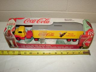 Truck Coke Coca Cola Diecast Delivery Semi Tractor Trailer 1:43 Scale Bank 1999