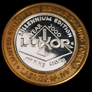 2000 G Luxor Hotel Casino.  999 Silver Strike $10 RE The Sun God Token 0LHC0010 2