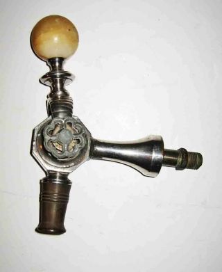 C1895 - 1915 Beer Tap W/ 2 " Dia Marble Ball Knob Handle & Classic Octagon Shaping