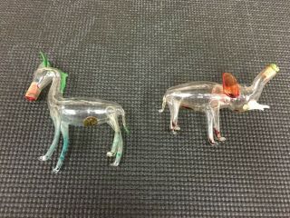 VINTAGE HORSE & ELEPHANT MINIATURE HAND BLOWN GLASS BOLS LIQUOR BOTTLES 4