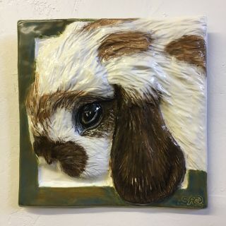 Bunny Rabbit Lop Ear Ceramic Tile Handmade 3d Pet Portrait Sondra Alexander Art